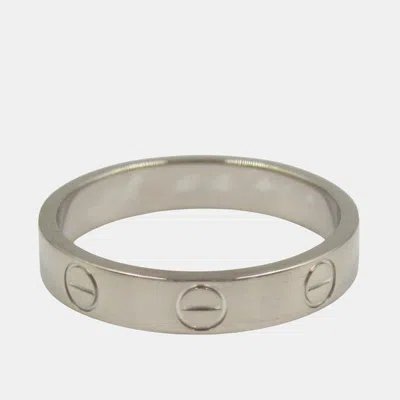 Pre-owned Cartier Love 18k White Gold Band Ring Eu 52