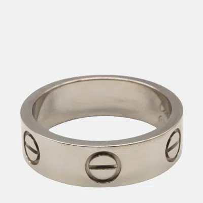 Pre-owned Cartier Love 18k White Gold Band Ring Eu 52
