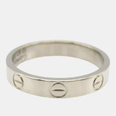 Pre-owned Cartier Love 18k White Gold Band Ring Eu 53