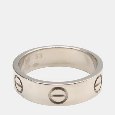 Pre-owned Cartier Love 18k White Gold Band Ring Eu 53