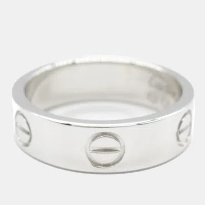 Pre-owned Cartier Love 18k White Gold Band Ring Eu 54