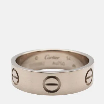 Pre-owned Cartier Love 18k White Gold Band Ring Eu 54