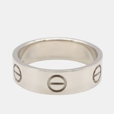 Pre-owned Cartier Love 18k White Gold Band Ring Eu 54