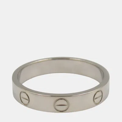 Pre-owned Cartier Love 18k White Gold Band Ring Eu 55