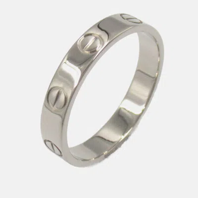 Pre-owned Cartier Love 18k White Gold Band Ring Eu 55