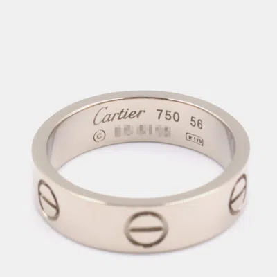 Pre-owned Cartier Love 18k White Gold Band Ring Eu 56