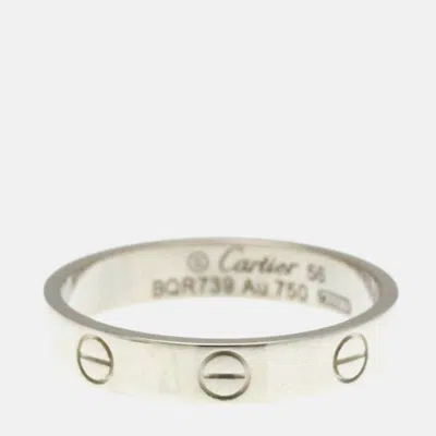 Pre-owned Cartier Love 18k White Gold Band Ring Eu 56