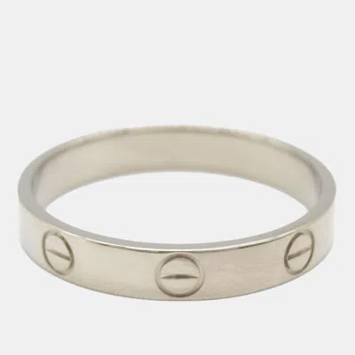 Pre-owned Cartier Love 18k White Gold Band Ring Eu 58