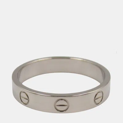 Pre-owned Cartier Love 18k White Gold Band Ring Eu 58