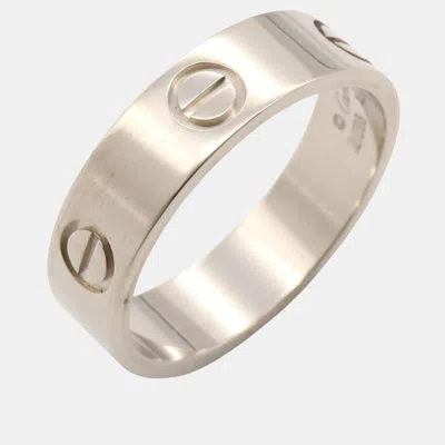 Pre-owned Cartier Love 18k White Gold Band Ring Eu 58