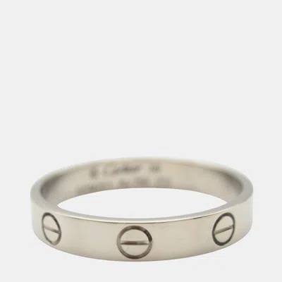 Pre-owned Cartier Love 18k White Gold Band Ring Eu 59