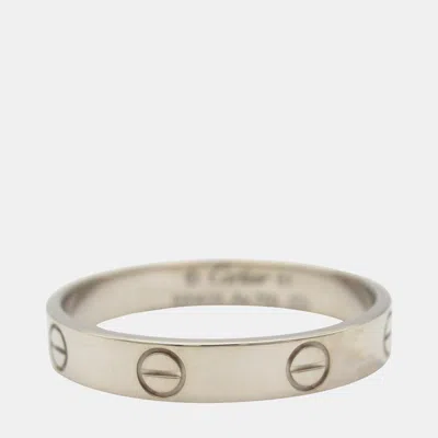 Pre-owned Cartier Love 18k White Gold Band Ring Eu 61
