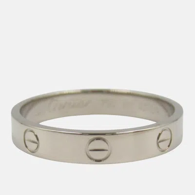 Pre-owned Cartier Love 18k White Gold Band Ring Eu 61
