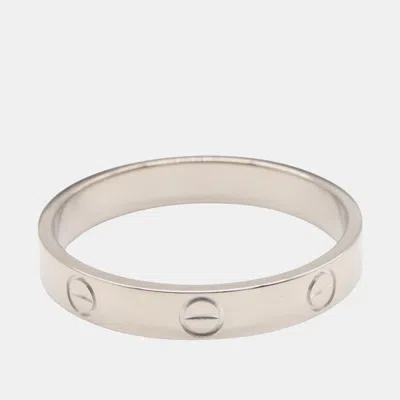 Pre-owned Cartier Love 18k White Gold Band Ring Eu 62