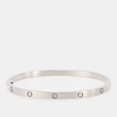 Pre-owned Cartier Love 18k White Gold Bangle Bracelet 15