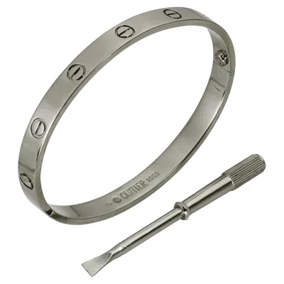 Pre-owned Cartier Love 18k White Gold Bangle Bracelet Pouch
