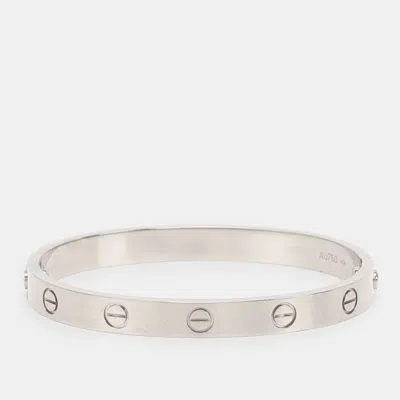 Pre-owned Cartier Love 18k White Gold Bracelet 16 In Silver