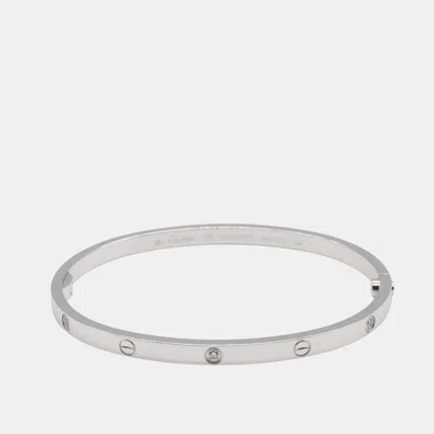 Pre-owned Cartier Love 18k White Gold Diamond Bracelet