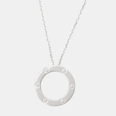 Pre-owned Cartier Love 18k White Gold Diamond Necklace