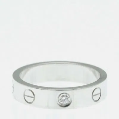 Pre-owned Cartier Love 18k White Gold Diamond Ring Eu 48