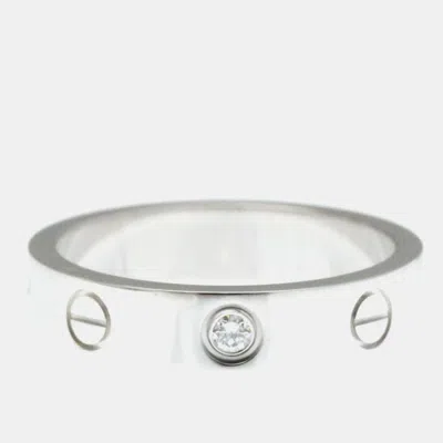 Pre-owned Cartier Love 18k White Gold Diamond Ring Eu 50