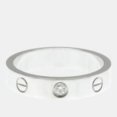 Pre-owned Cartier Love 18k White Gold Diamond Ring Eu 52