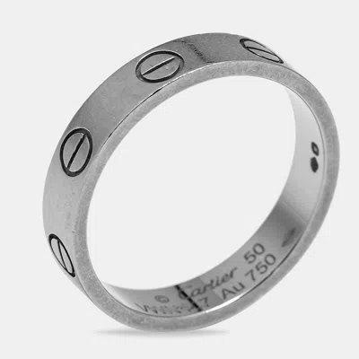 Pre-owned Cartier Love 18k White Gold Small Model Band Ring Size 50