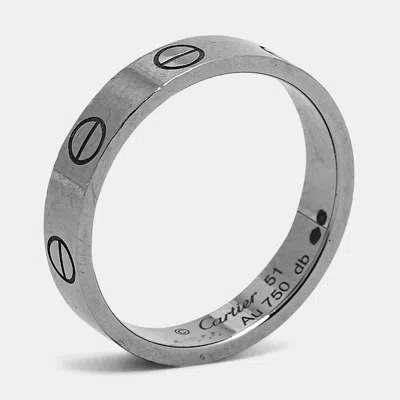 Pre-owned Cartier Love 18k White Gold Small Model Ring Size 51