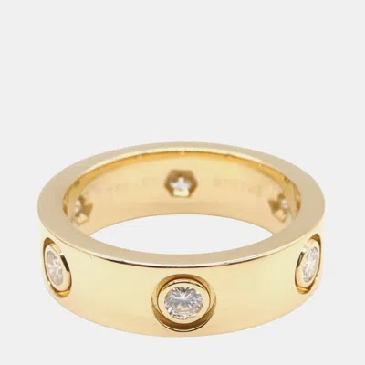 Pre-owned Cartier Love 18k Yellow Gold And Diamond Band Ring Eu 50