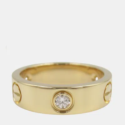 Pre-owned Cartier Love 18k Yellow Gold And Diamond Band Ring Eu 52