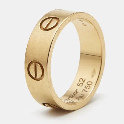 Pre-owned Cartier Love 18k Yellow Gold Band Ring Size 52