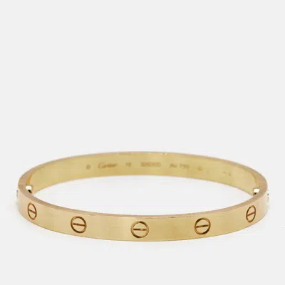Pre-owned Cartier Love 18k Yellow Gold Classic Model Bangle Bracelet 18