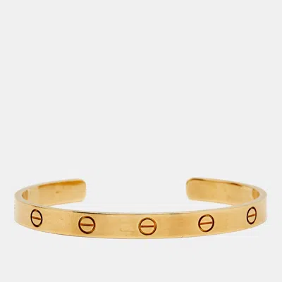 Pre-owned Cartier Love 18k Yellow Gold Open Cuff Bracelet 18