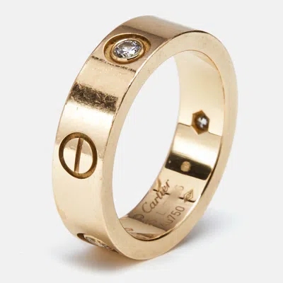 Pre-owned Cartier Love 3 Diamonds 18k Rose Gold Classic Model Ring Size 55