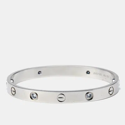 Pre-owned Cartier Love 4 Diamond 18k White Gold Bracelet 16