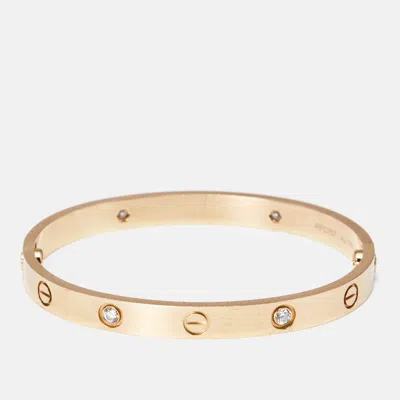 Pre-owned Cartier Love 4 Diamonds 18k Rose Gold Bracelet 17