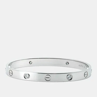 Pre-owned Cartier Love 4 Diamonds 18k White Gold Bracelet 17