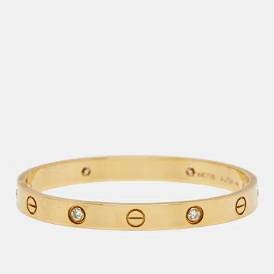 Pre-owned Cartier Love 4 Diamonds 18k Yellow Gold Bracelet 16