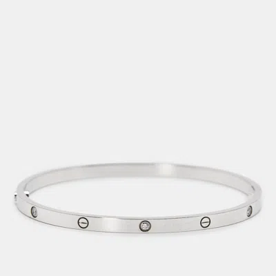 Pre-owned Cartier Love 6 Diamonds 18k White Gold Small Model Bracelet 18