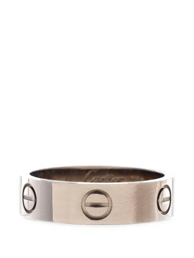 Pre-owned Cartier Love Band 18k White Gold Ring In Silver