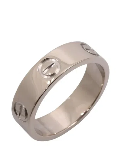 Pre-owned Cartier Love Band Ring In Silver