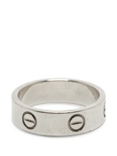 Pre-owned Cartier Love Band Ring In Silver