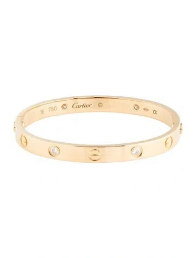Pre-owned Cartier Love Bracelet, Classic Model, 4 Diamonds, 6" In Multicolor
