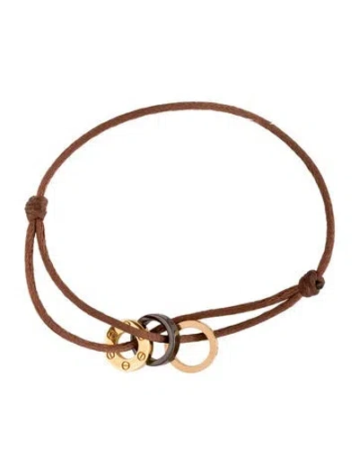Pre-owned Cartier Love Bracelet, On Cord, 4 Diamonds, 9.5" In Brown