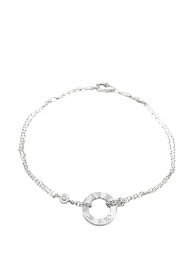Pre-owned Cartier Love Circle Diamond-embellishment Bracelet In Silver