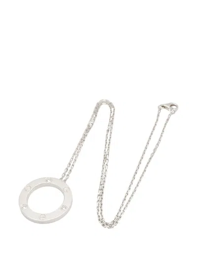 Pre-owned Cartier Love Circle Diamond Necklace In Silver