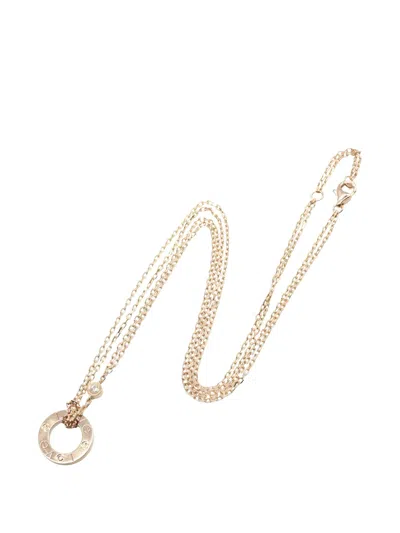 Pre-owned Cartier Love Circle Sapphire And Diamond Necklace In Pink