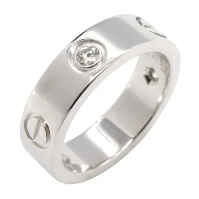 Pre-owned Cartier Love Clear White White Gold (18k) Band Ring ()