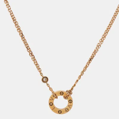 Pre-owned Cartier Love Diamond 18k Rose Gold Necklace