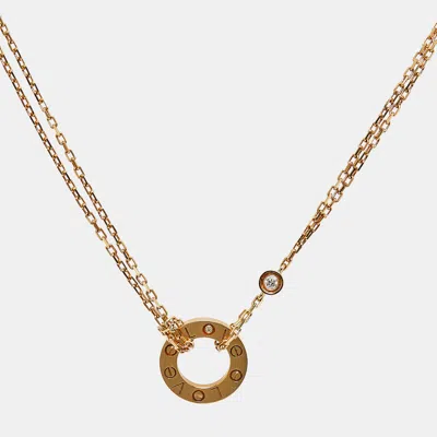 Pre-owned Cartier Love Diamond 18k Rose Gold Necklace